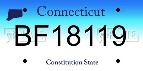 BF18119 Connecticut License Plate