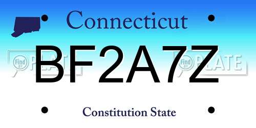 BF2A7Z Connecticut License Plate