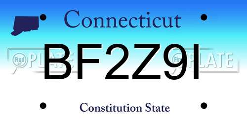 BF2Z9I Connecticut License Plate
