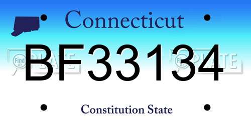 BF33134 Connecticut License Plate