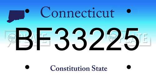 BF33225 Connecticut License Plate