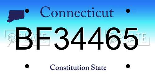 BF34465 Connecticut License Plate