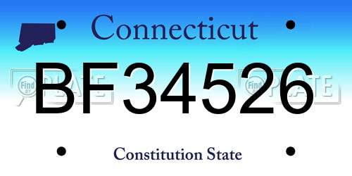 BF34526 Connecticut License Plate