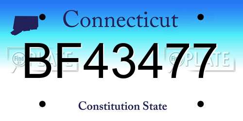 BF43477 Connecticut License Plate