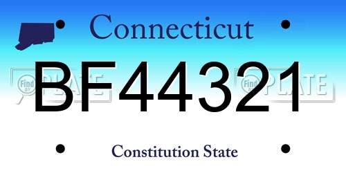 BF44321 Connecticut License Plate