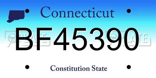 BF45390 Connecticut License Plate