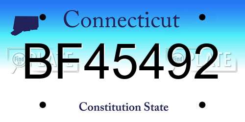 BF45492 Connecticut License Plate