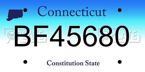 BF45680 Connecticut License Plate