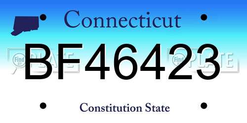 BF46423 Connecticut License Plate