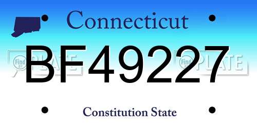 BF49227 Connecticut License Plate