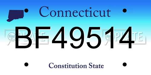 BF49514 Connecticut License Plate