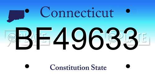 BF49633 Connecticut License Plate