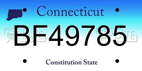BF49785 Connecticut License Plate