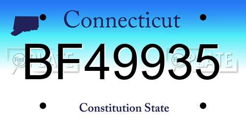 BF49935 Connecticut License Plate