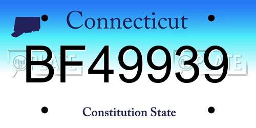 BF49939 Connecticut License Plate
