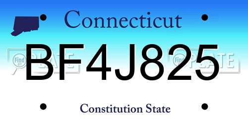 BF4J825 Connecticut License Plate