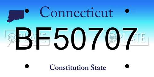 BF50707 Connecticut License Plate