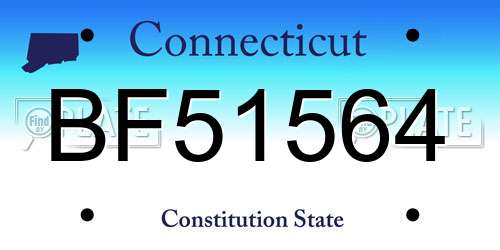 BF51564 Connecticut License Plate