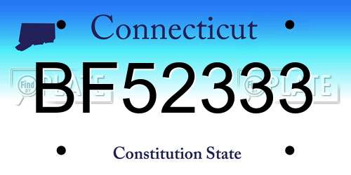 BF52333 Connecticut License Plate