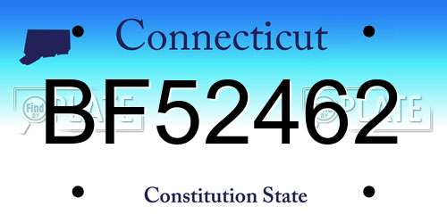 BF52462 Connecticut License Plate