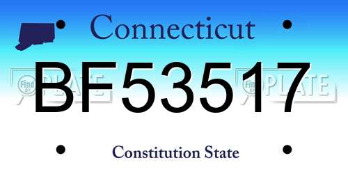 BF53517 Connecticut License Plate