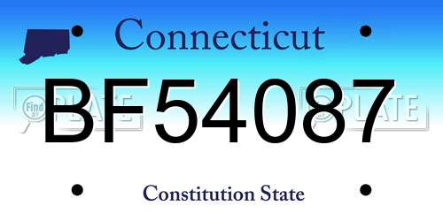 BF54087 Connecticut License Plate