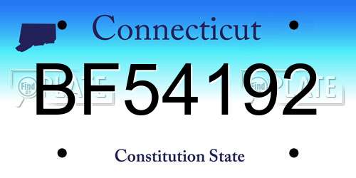 BF54192 Connecticut License Plate