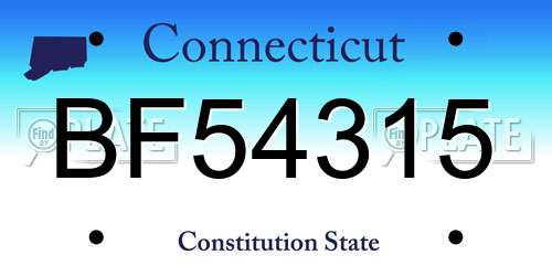 BF54315 Connecticut License Plate