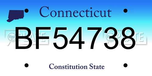 BF54738 Connecticut License Plate