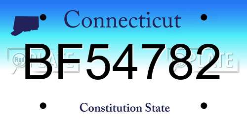 BF54782 Connecticut License Plate