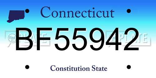 BF55942 Connecticut License Plate