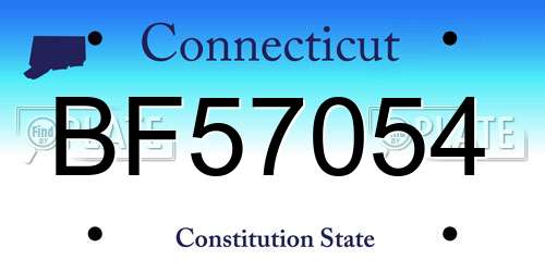 BF57054 Connecticut License Plate