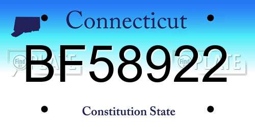 BF58922 Connecticut License Plate