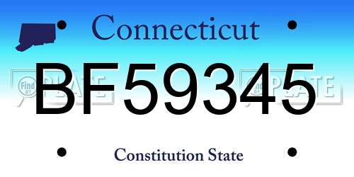 BF59345 Connecticut License Plate