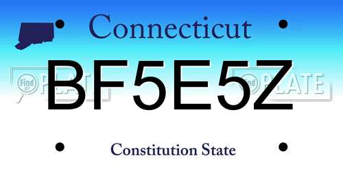 BF5E5Z Connecticut License Plate