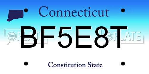 BF5E8T Connecticut License Plate