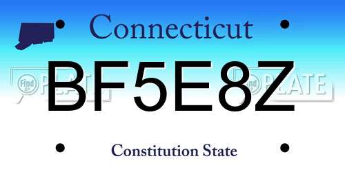 BF5E8Z Connecticut License Plate