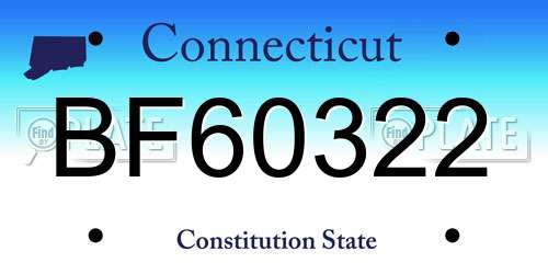BF60322 Connecticut License Plate