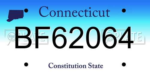 BF62064 Connecticut License Plate