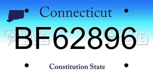 BF62896 Connecticut License Plate