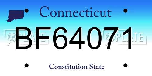 BF64071 Connecticut License Plate