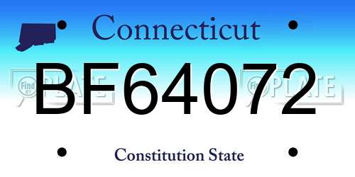 BF64072 Connecticut License Plate