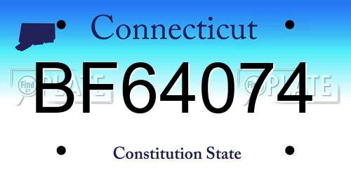 BF64074 Connecticut License Plate