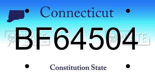 BF64504 Connecticut License Plate