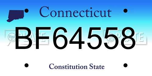 BF64558 Connecticut License Plate