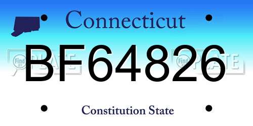 BF64826 Connecticut License Plate