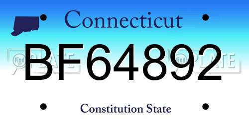 BF64892 Connecticut License Plate