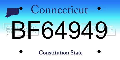 BF64949 Connecticut License Plate