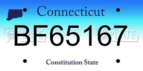 BF65167 Connecticut License Plate