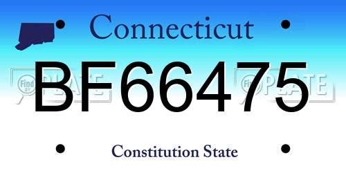 BF66475 Connecticut License Plate